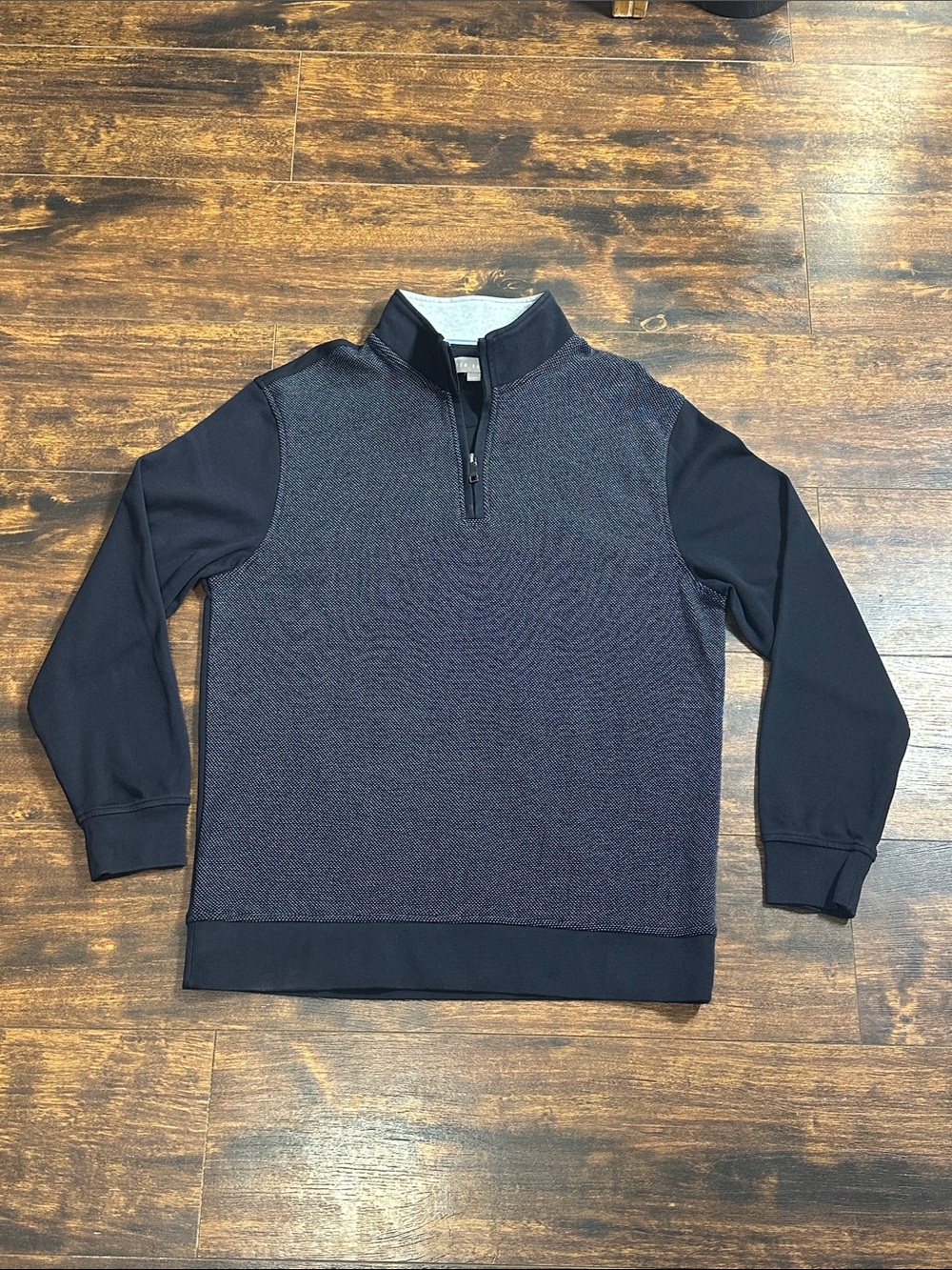 Ted Baker Men's Navy Textured Quarter Zip Pullover Size L